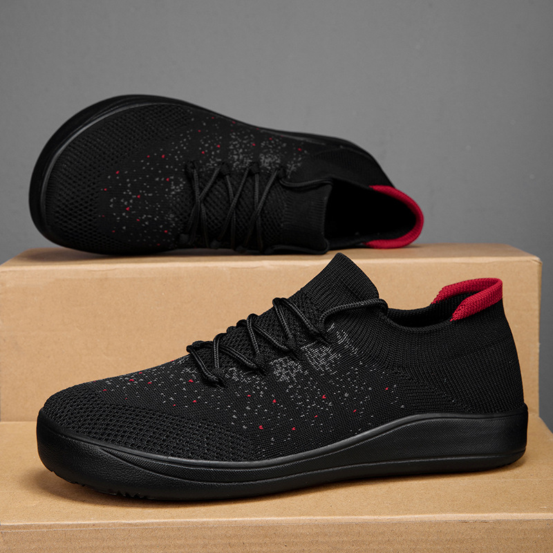 Knit Fabric Lace Up Sneakers - Новые мужские повседневные кроссовки: дышащие, вязаные,