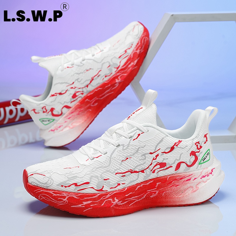 Knit Fabric Lace Up Sneakers - Женские кроссовки с амортизирующей подошвой и