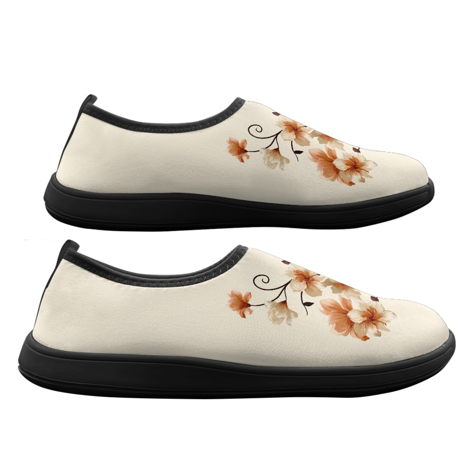 Wide Toe Box Running Sneakers - Кроссовки PENSTROLL с оранжевым цветочным принтом,