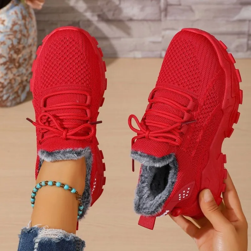 Женские зимние термокроссовки  – обзор и цена Knit Fabric Lace Up Sneakers