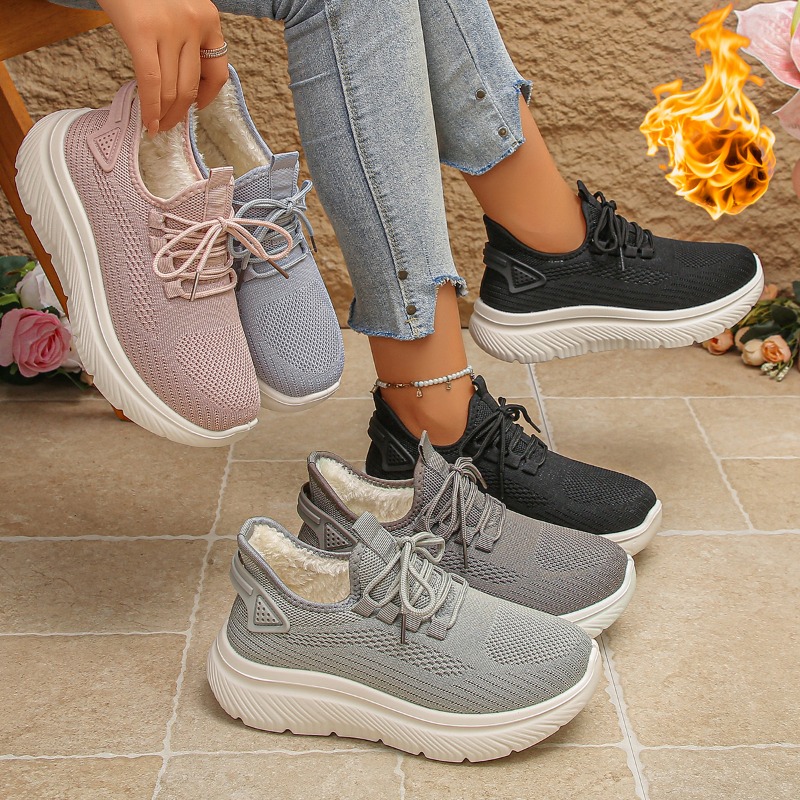 Женские кроссовки для прогулок – обзор и цена Knit Fabric Lace Up Sneakers